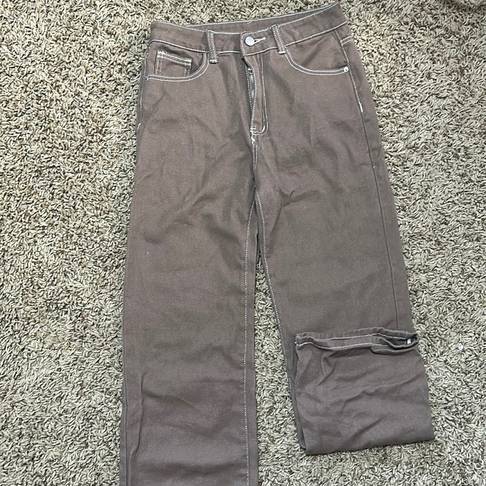 Brown shein straight leg jeans